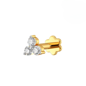 Three Stone Diamond Cut Nose Pin