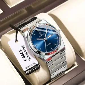Poedagar 930 Men's New Luxury Luminous Wristwatch Silver blue