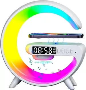 Sunrise Alarm Clock Wake Up Light with Bluetooth Speaker, Wireless Charger, Bedside Night Lamp with Snooze Function, Dimmable Night Light, RGB Color Changing, Atmosphere Lamp for Bedroom